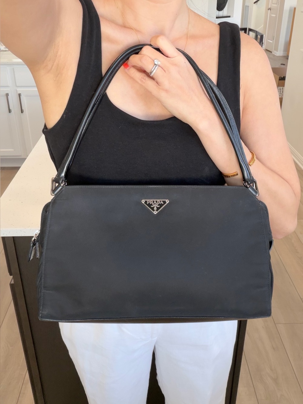 Authentic PRADA Vintage Black Tessuto Nylon Shoulder Bag